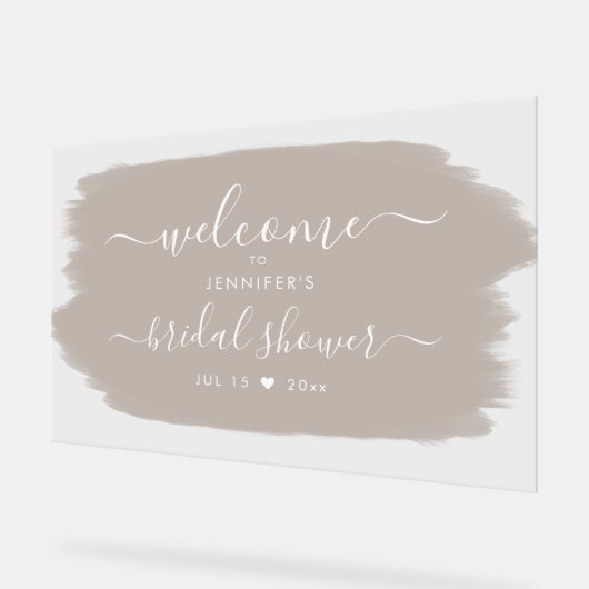 Script Vrijgezellenfeest Welkom Paint Beige Acryl Bord (Hoek)