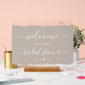 Script Vrijgezellenfeest Welkom Paint Beige Acryl Bord (Huwelijk)