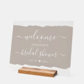Script Vrijgezellenfeest Welkom Paint Beige Acryl Bord (Hoek)