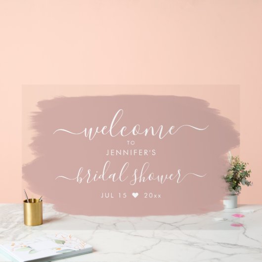 Script Vrijgezellenfeest Welkom Paint Dusty Roos R Acryl Bord (Huwelijk)