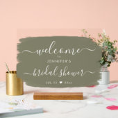 Script Vrijgezellenfeest Welkom Paint Sage Acryl Bord (Huwelijk)