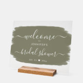 Script Vrijgezellenfeest Welkom Paint Sage Acryl Bord (Hoek)