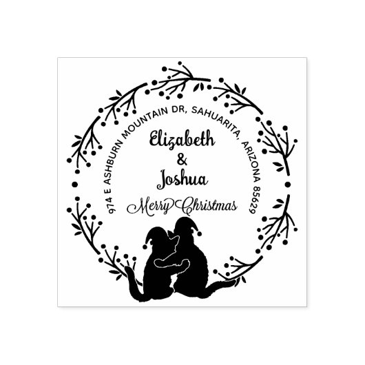 Script Vrolijk Kerst Kat Retouradres Rubberstempel (Afrduk)