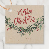 Script vrolijk kerst tak met bessen cadeau fa bedankjes labels (Voorkant)
