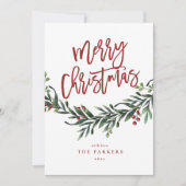 Script vrolijk kerst tak niet foto vakantie kaart (Voorkant)