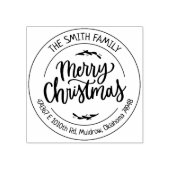 Script Vrolijk kerstfeest, familie retour adres Rubberstempel (Afrduk)