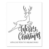 Script Vrolijk Kerstfeest, Moderne Line Art Herten Rubberstempel (Afrduk)