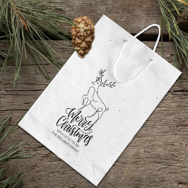 Script Vrolijk Kerstfeest, Moderne Line Art Herten Rubberstempel