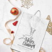 Script Vrolijk Kerstfeest, Moderne Line Art Herten Rubberstempel