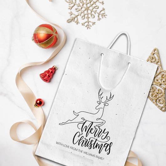 Script Vrolijk Kerstfeest, Moderne Line Art Herten Rubberstempel