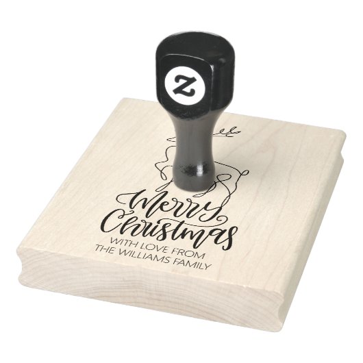 Script Vrolijk Kerstfeest, Moderne Line Art Herten Rubberstempel (Stempel)