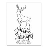 Script Vrolijk Kerstfeest, Moderne Line Art Herten Rubberstempel (Afrduk)