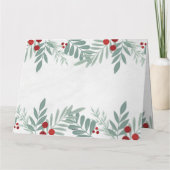 Script Vrolijk Kerstfeest Rood en Groen Botanisch Kaart (Achterkant)