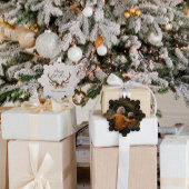 script vrolijk kerstfeest rustiek hert 1 foto ornament kaart