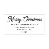 Script Vrolijk Kerstfeest van Familie Retouradres Rubberstempel (Afrduk)