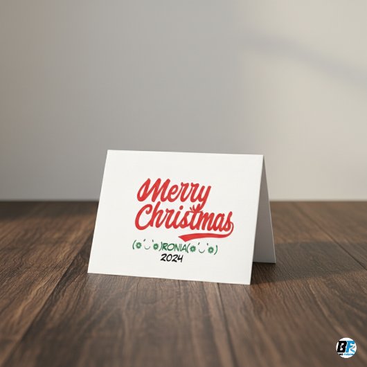 Script Vrolijk Kerstrood met naam en jaar Feestdagen Kaart