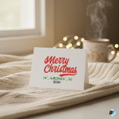 Script Vrolijk Kerstrood met naam en jaar Feestdagen Kaart