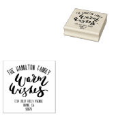 Script Warm Wensen Gepersonaliseerde familienaam Rubberstempel (Gestempeld)
