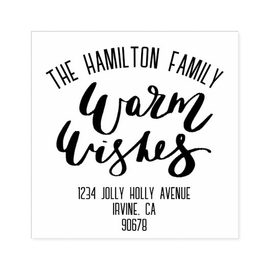 Script Warm Wensen Gepersonaliseerde familienaam Rubberstempel (Afrduk)