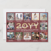 Script wat een jaar! 12 Foto Collage Bourgogne Gou Feestdagenkaart (Voorkant)