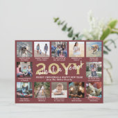 Script wat een jaar! 12 Foto Collage Bourgogne Gou Feestdagenkaart (Staand voorkant)