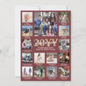 Script wat een jaar! 15 Foto Collage Bourgogne Gou Feestdagenkaart (Voorkant)