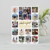 Script wat een jaar! 15 Fotocollage en bijschrifte Folie Feestdagenkaart (Staand Voorkant)