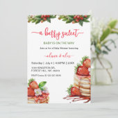 Script Watercolor Berry sweet Baby shower Kaart (Staand voorkant)