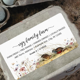 Script Watercolor Boerderij Kwartel Eierdoos Label