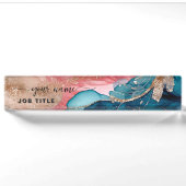 Script Watercolor iriserende Roze gloed Naambordje (Voorkant)