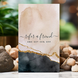 Script Watercolor Roze Zwart Goud Marmer Zakelijk Aanbevelingskaartje
