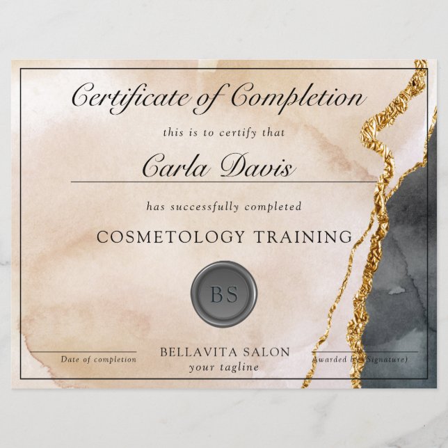 Script Waterverf Roze Zwart Goud Marmer Award (Voorkant)