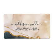 Script Waterverf Roze Zwart Goud Marmer Verzending Etiket (Voorkant)