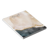 Script Waterverf Roze Zwart Goud Marmer Zakelijk Notitieblok (Schuin)