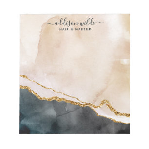 Script Waterverf Roze Zwart Goud Marmer Zakelijk Notitieblok