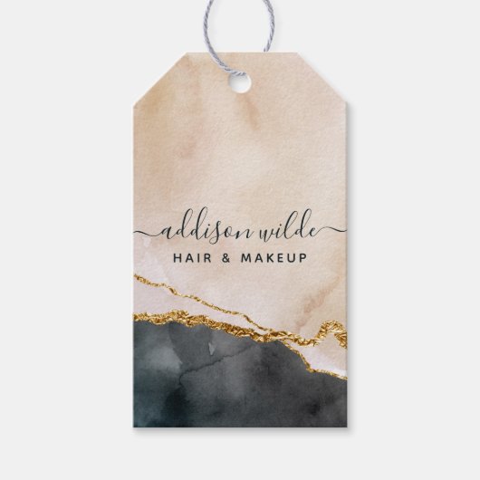 Script Waterverf Roze Zwart Goud Prijs Hang Label Cadeaulabel (Voorkant)