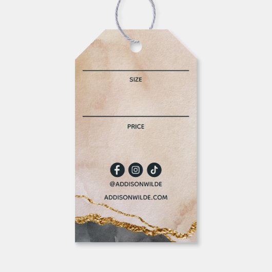 Script Waterverf Roze Zwart Goud Prijs Hang Tag Cadeaulabel (Achterkant)
