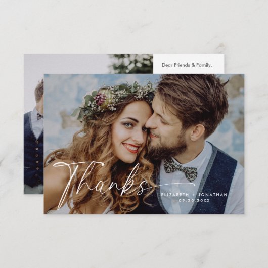 Script Weddenschap Hartelijk dank Bedankkaart (Voorkant / Achterkant)