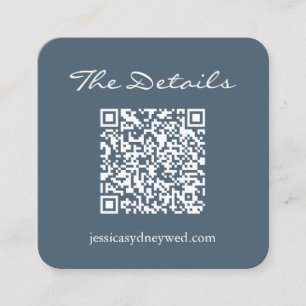 Script Weddenschap RSVP Details QR Code Dark Blue Informatiekaartje