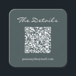 Script Weddenschap RSVP Details QR Code donkerder  Informatiekaartje<br><div class="desc">De eenvoudige Kaart van de Omsluiting van de Code QR van de Band van het Manuscript van de Band QR in Donkere Blauwgroen</div>