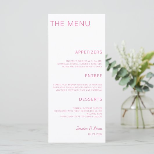 Script Wedding Dinner Minimalist Wedding Reception Menu (Staand voorkant)