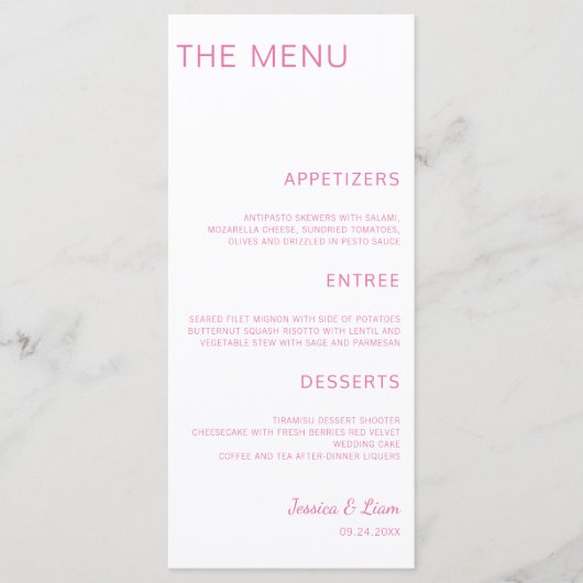 Script Wedding Dinner Minimalist Wedding Reception Menu (Voorkant)