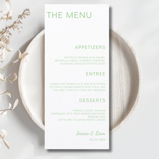 Script Wedding Dinner Minimalist Wedding Reception Menu