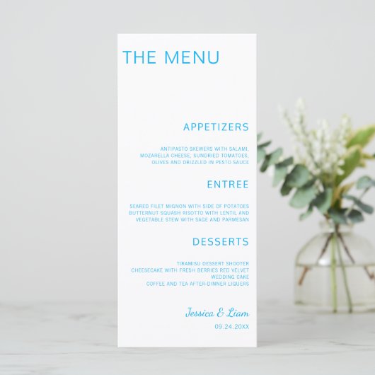Script Wedding Dinner Minimalist Wedding Reception Menu (Staand voorkant)