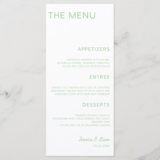 Script Wedding Dinner Minimalist Wedding Reception Menu (Voorkant)