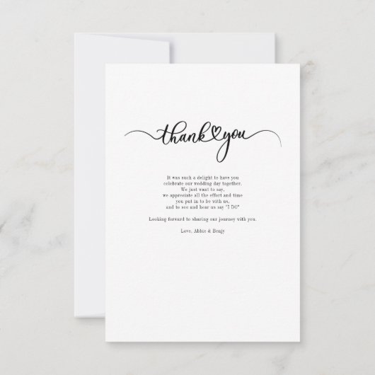 Script Wedding-foto met handschrift Bedankkaart (Achterkant)