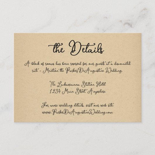 Script Wedding Information Details Enclosure Kaart (Voorkant)