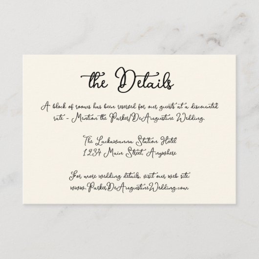 Script Wedding Information Details Enclosure Kaart (Voorkant)