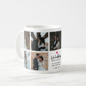 Script Wedding Memories Heart Couple Photo Collage Koffiemok (Voorkant links)
