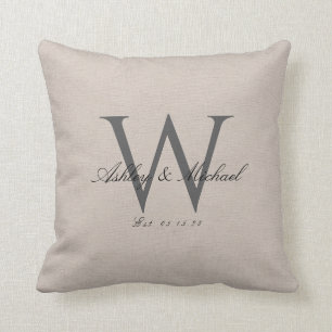 SCRIPT WEDDING MONOGRAM   Linen Photo Keepomwille Kussen